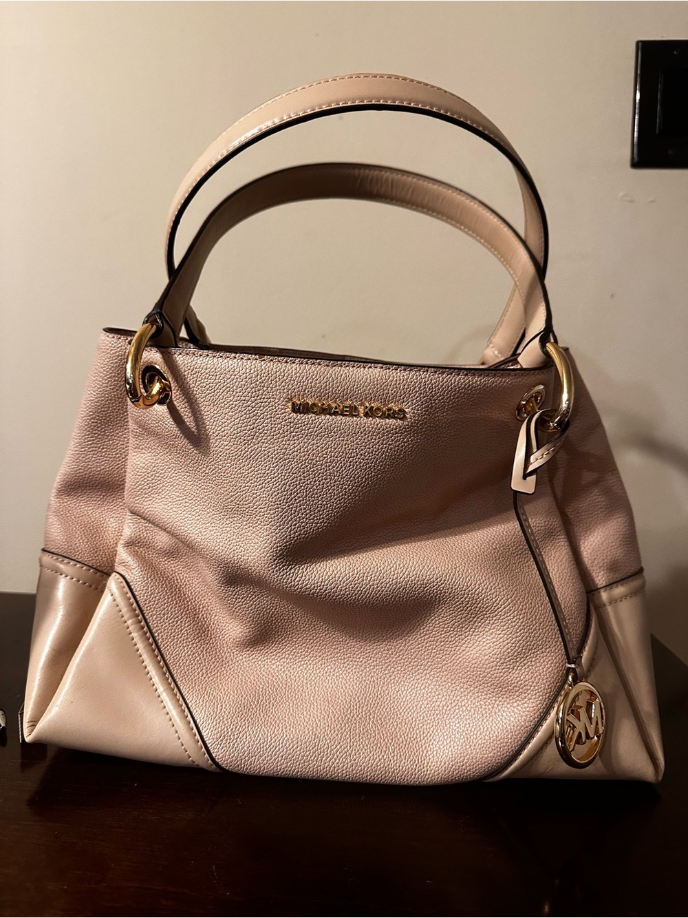 Michael Kors Soft Blush Pink Leather Shoulder Bag with Gold Hardware